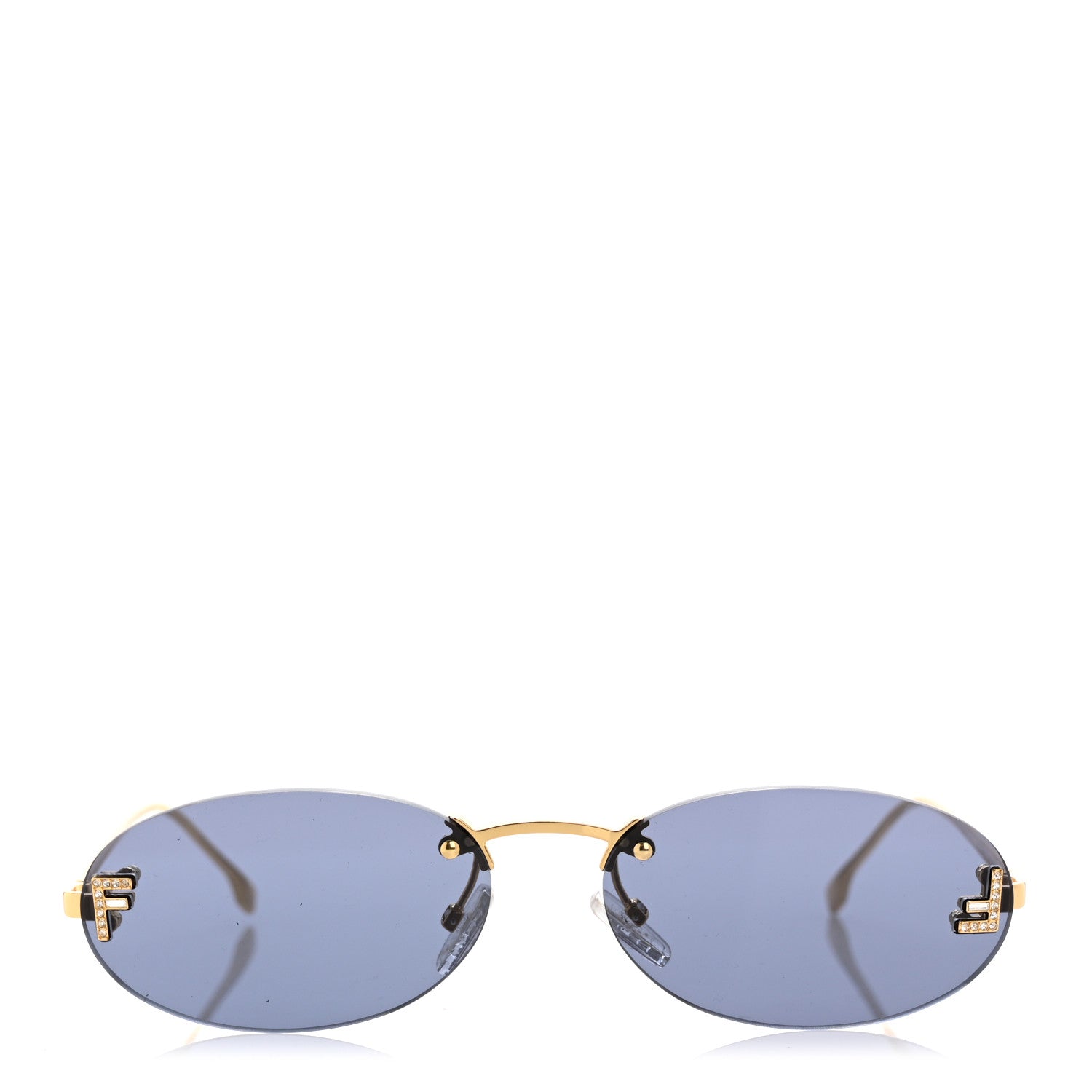 Fendi Metal Crystal Fendi First Fashion Show Oval Sunglasses FE4075US Gold Blue 2 of 7