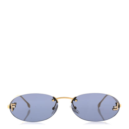 Fendi Metal Crystal Fendi First Fashion Show Oval Sunglasses FE4075US Gold Blue 2 of 7