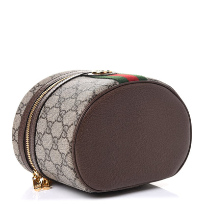 Gucci GG Supreme Monogram Textured Calfskin Web Ophidia Vanity Cosmetic Case Beige Ebony New Acero 4 of 11