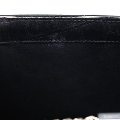 Saint Laurent Calfskin Crocodile Embossed Medium Classic Monogram Kate Tassel Satchel Black 12 of 12