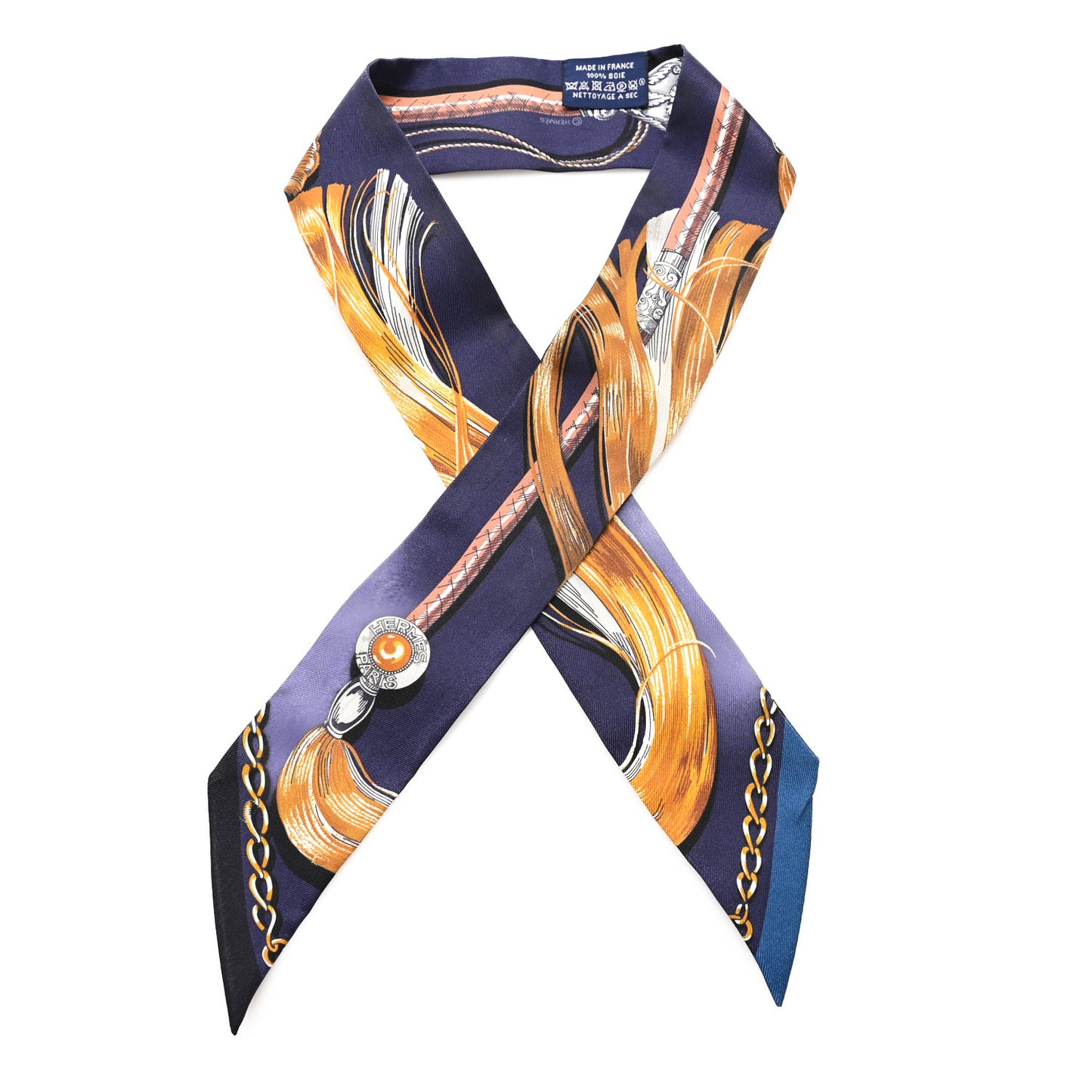 Silk Cavalcades Twilly Marine Gold Gris