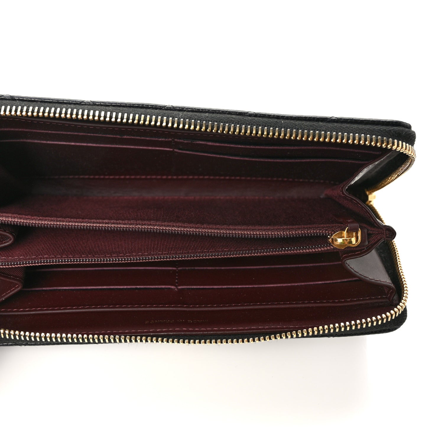 Caviar Quilted Large Gusset Zip Around Wallet Black