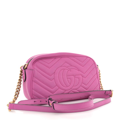 Gucci Calfskin Matelasse Small GG Marmont Chain Shoulder Bag Candy Mousse 3 of 12