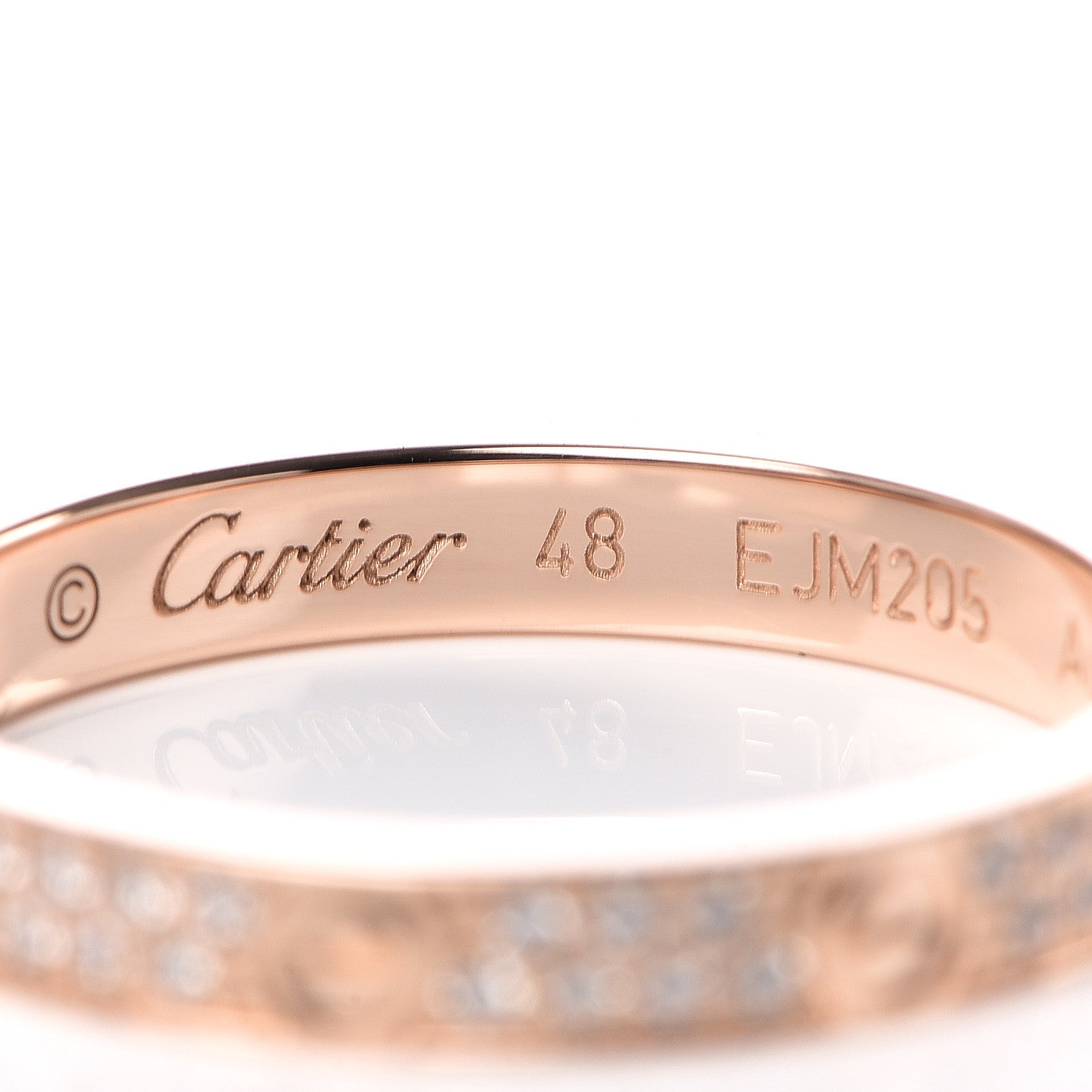 Cartier 18K Pink Gold Diamond 2.6mm LOVE Paved Band Ring 48 4.5 4 of 5