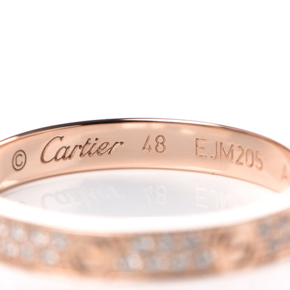 Cartier 18K Pink Gold Diamond 2.6mm LOVE Paved Band Ring 48 4.5 4 of 5