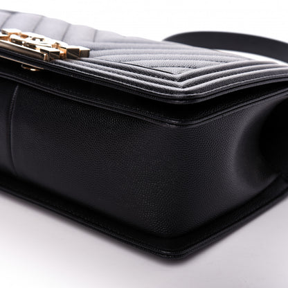 Chanel Caviar Chevron Quilted Medium Boy Flap Black 9 of 9