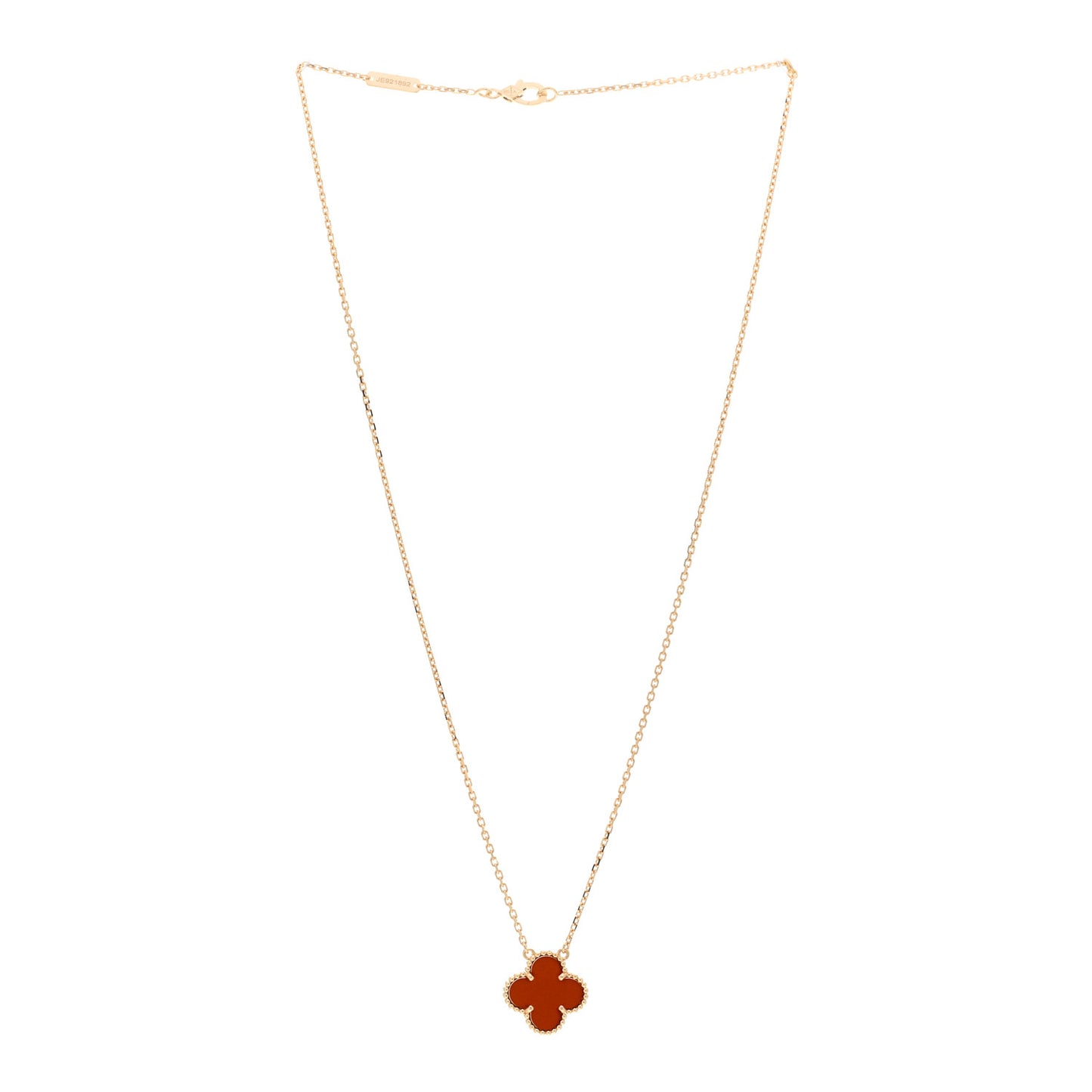 18K Yellow Gold Carnelian Vintage Alhambra Pendant Necklace