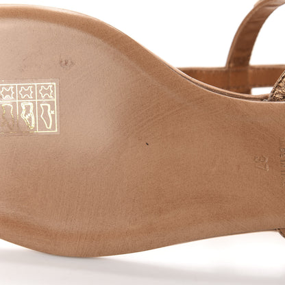 Valentino Garavani Metallic Nappa Rockstud Ankle Wrap Flat Thong Sandals 37 Bronze 12 of 13