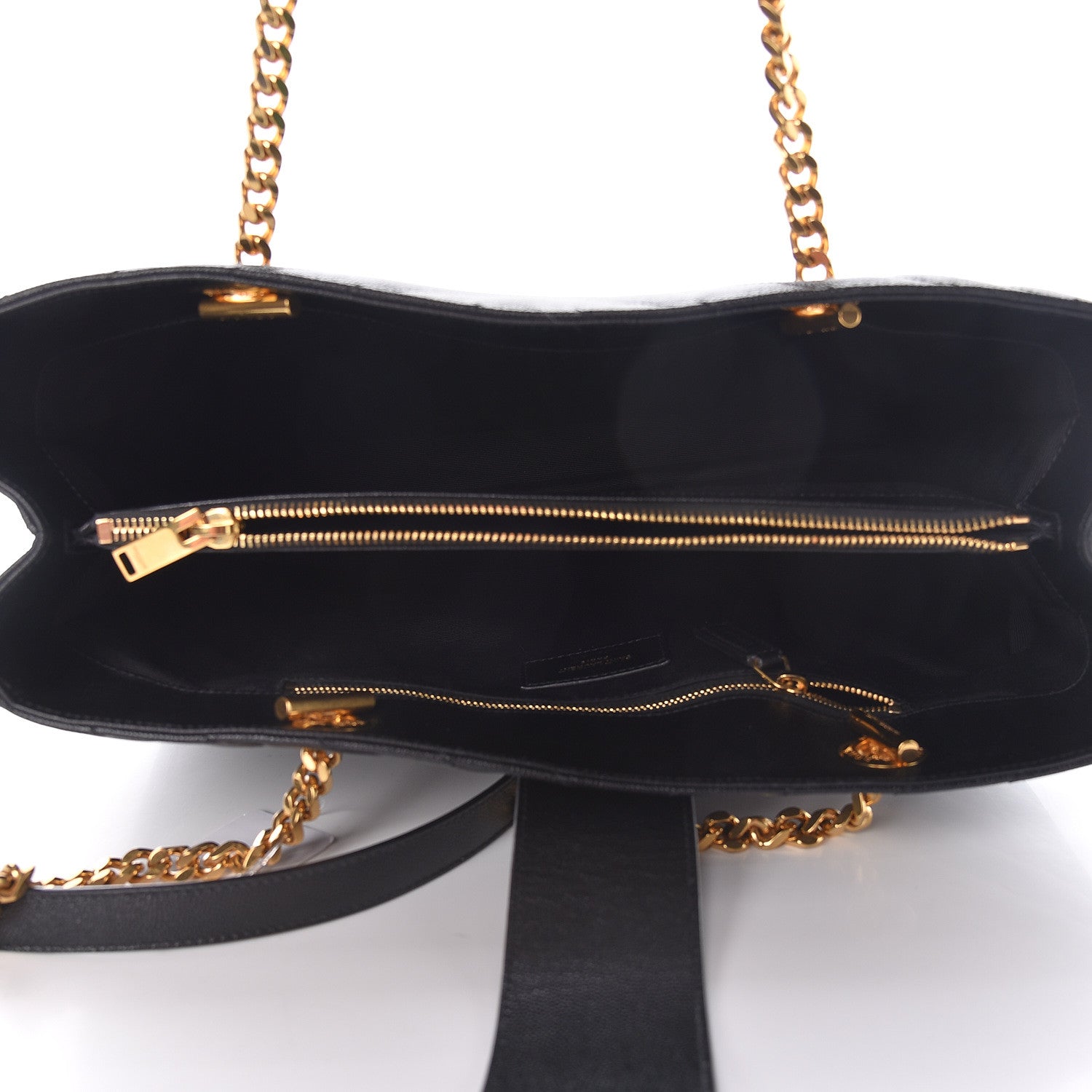 Saint Laurent Grain De Poudre Matelasse Chevron Monogram Shopping Bag Black 5 of 11