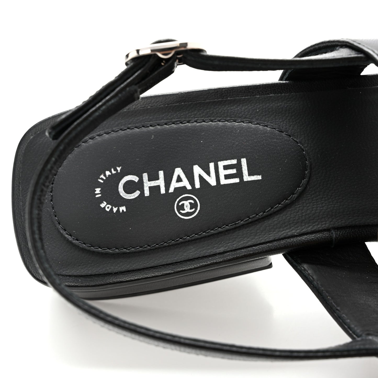 Lambskin Camellia Thong Sandals 36.5 Black White