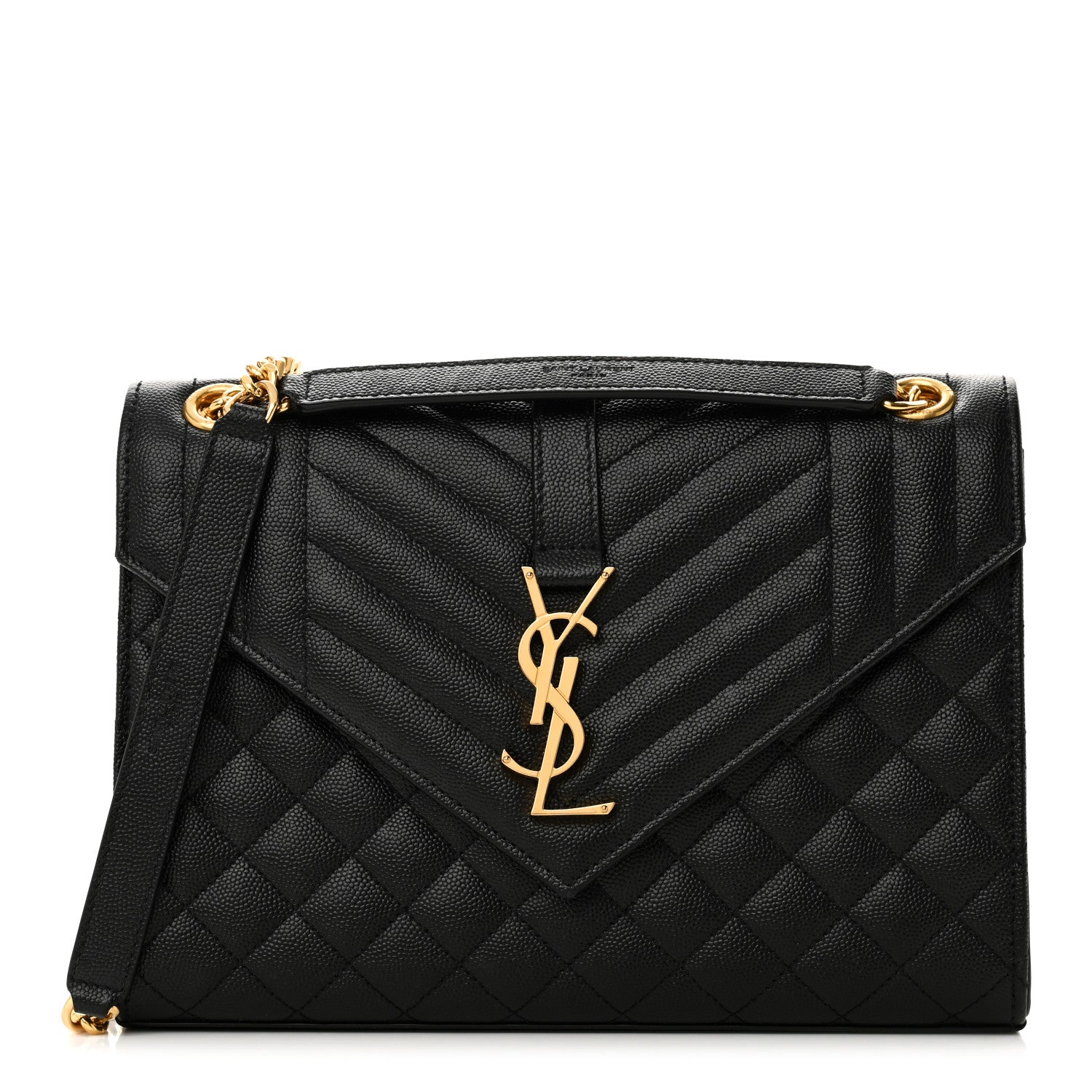 Saint Laurent Grain De Poudre Textured Mixed Matelasse Triquilt Medium Monogram Satchel Black 1 of 10