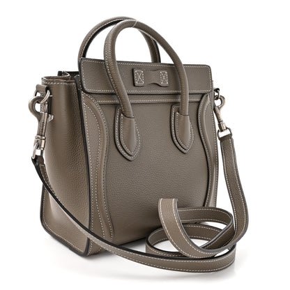 Celine Drummed Calfskin Nano Luggage Souris 3 of 13