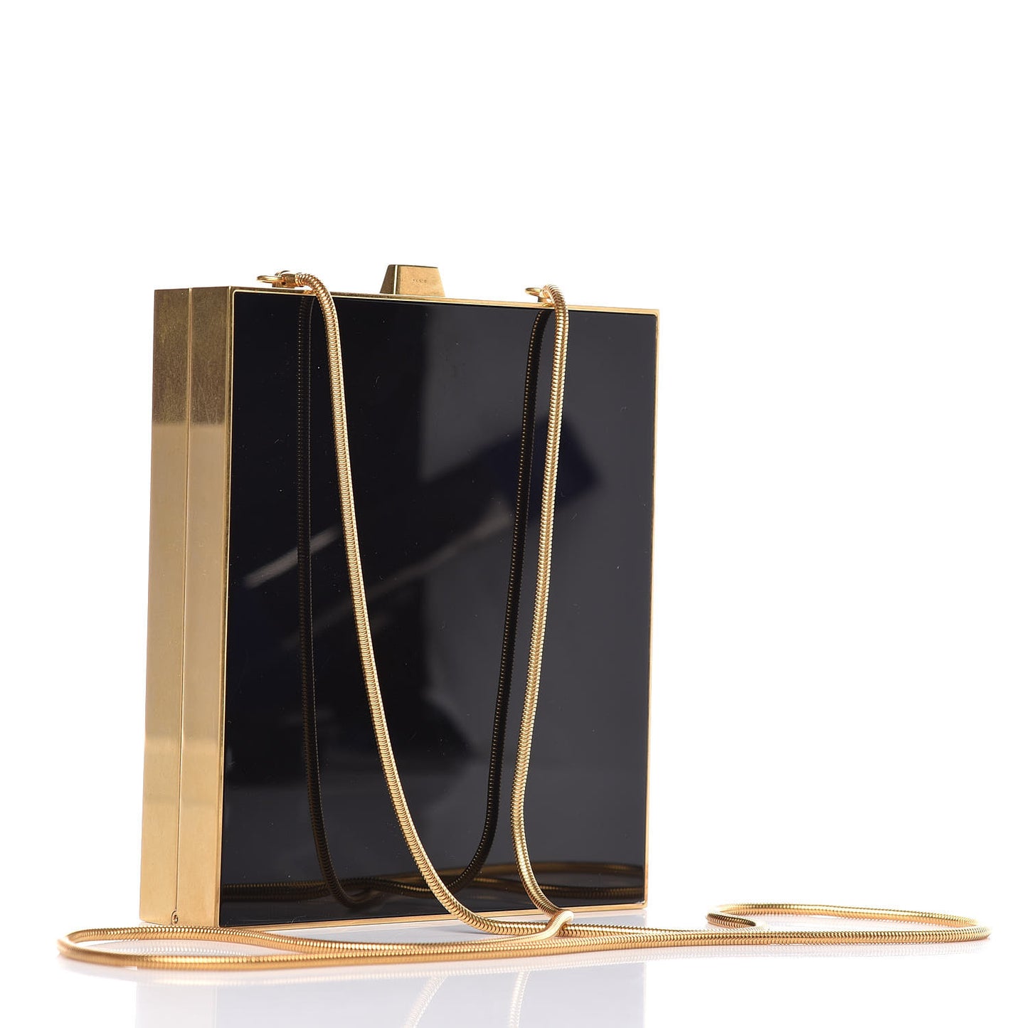 Plexiglass Minaudiere Tuxedo Box Clutch Black
