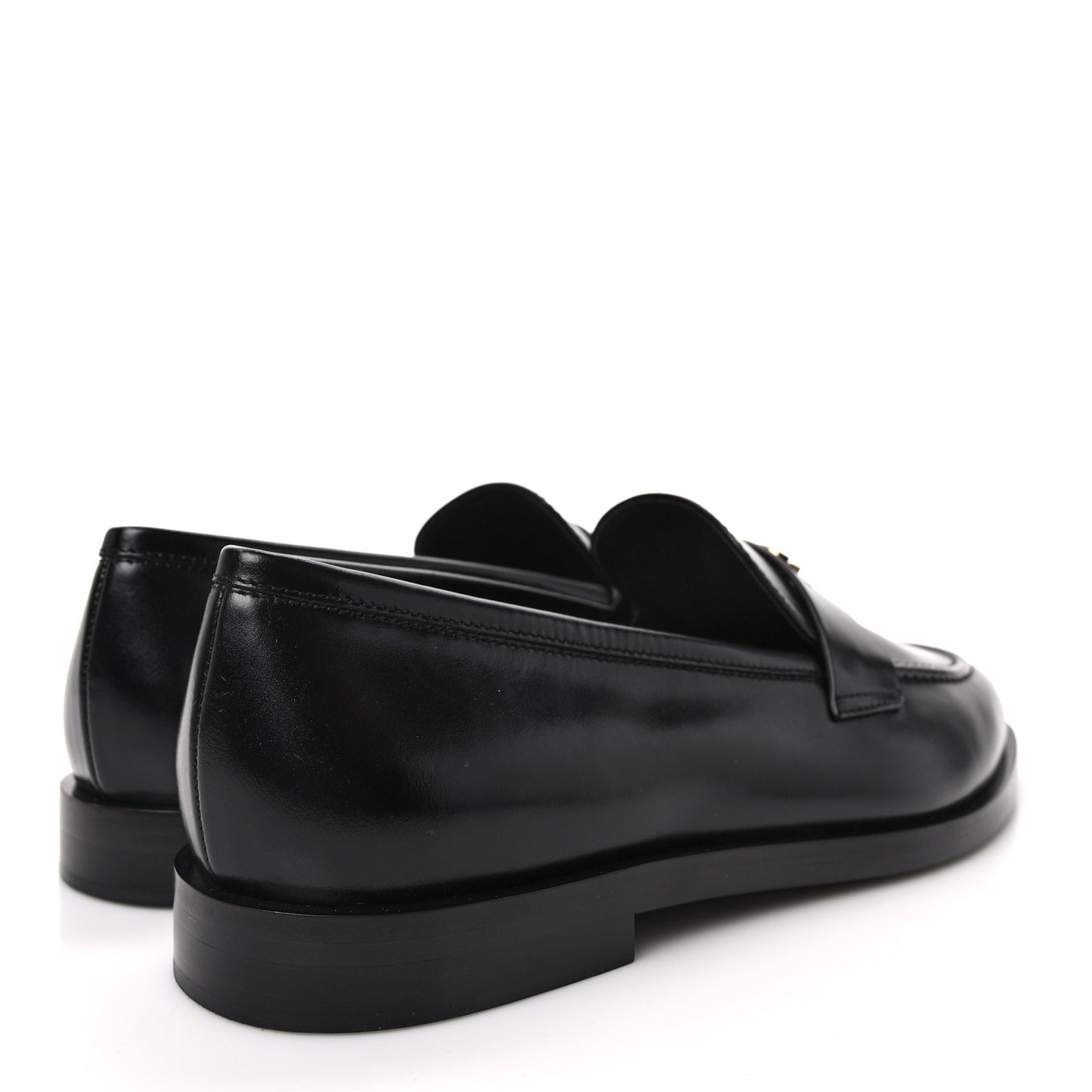 Shiny Calfskin CC Moccasin Loafers 38.5 Black