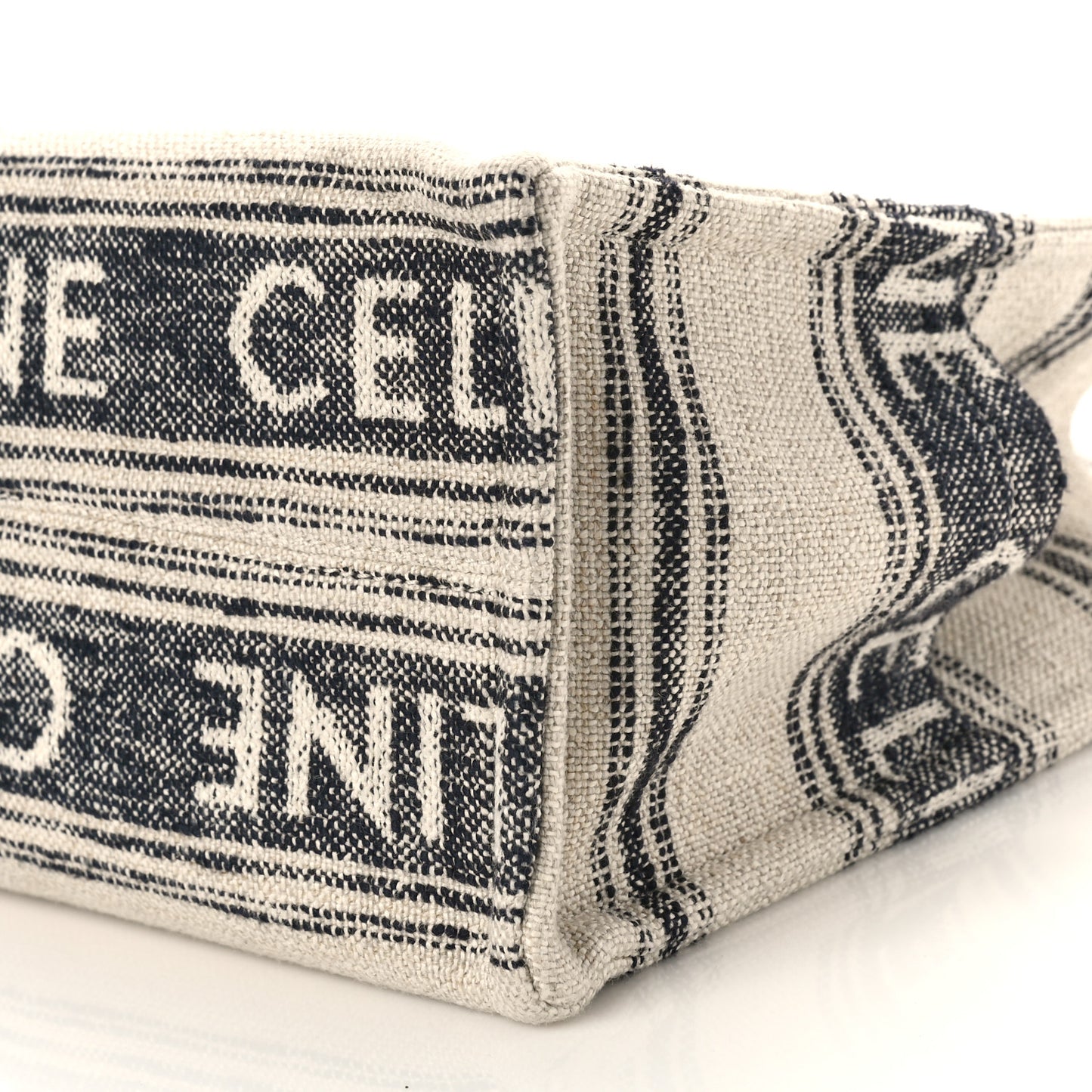 Jacquard Striped Large Cabas Thais White Black