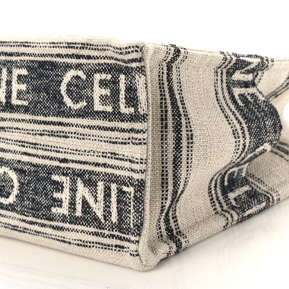 Celine Jacquard Striped Large Cabas Thais White Black 8 of 9