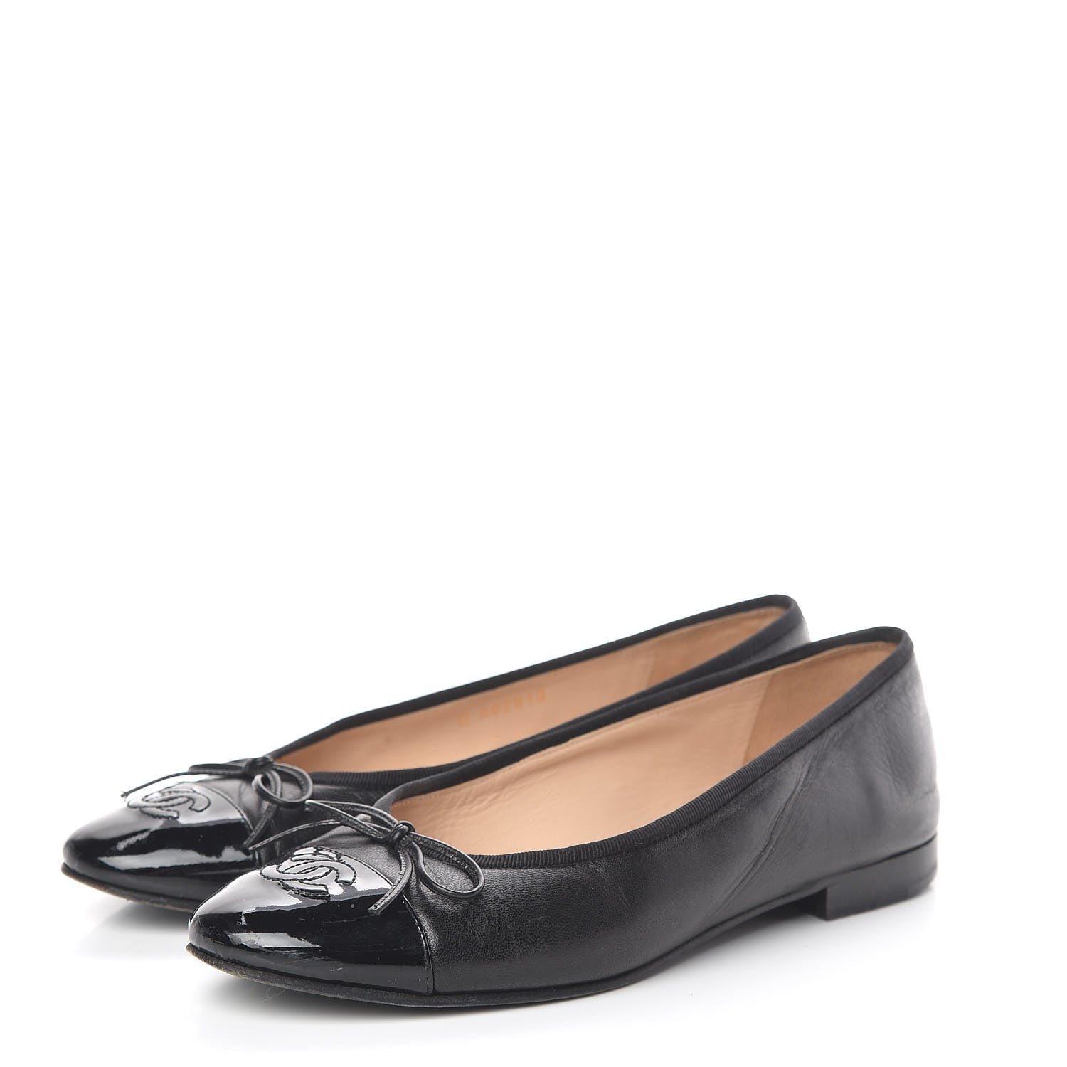 Chanel Lambskin Patent CC Cap Toe Ballerina Flats 38.5 Black 3 of 20