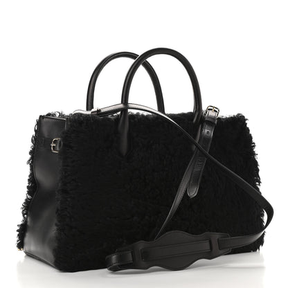 Balenciaga Shearling Calfskin Padlock Nude Work XS Bag Black 3 of 14