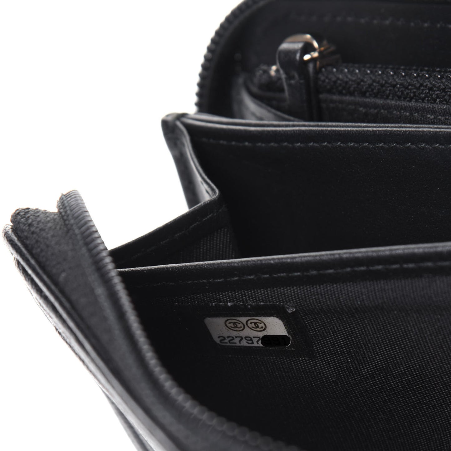 Caviar Quilted Boy Long Zip Around Wallet Black