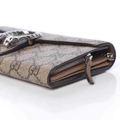 Gucci GG Supreme Monogram Dionysus Chain Clutch Wallet Beige Taupe 8 of 9