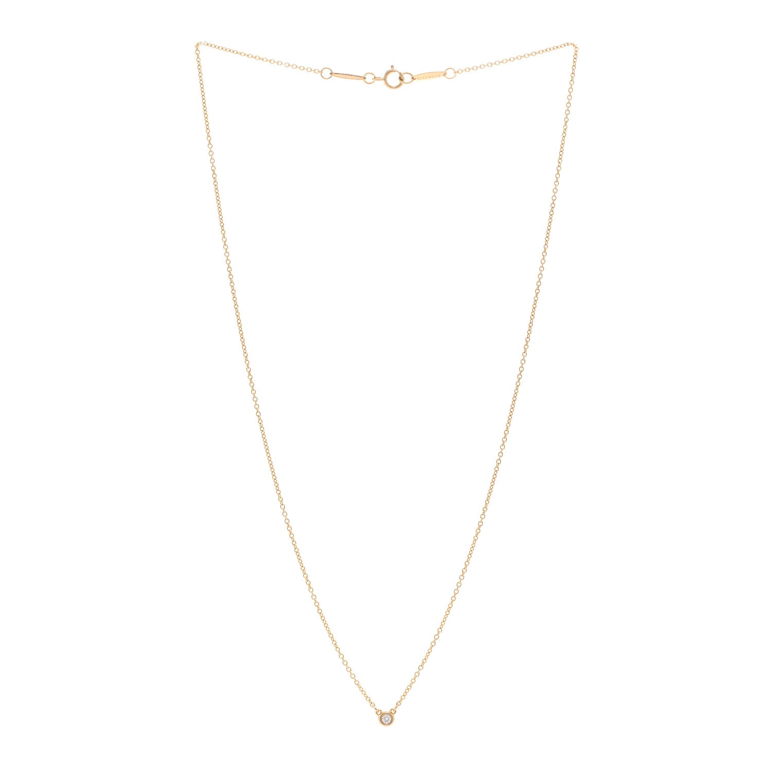 Tiffany 18K Rose Gold Diamond .03ct Elsa Peretti Diamonds by the Yard Pendant Necklace 3 of 4