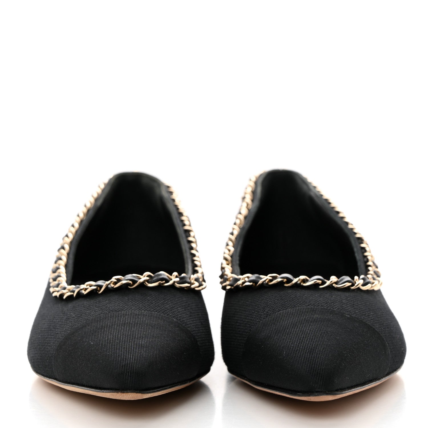 Chanel Fabric Grosgrain Chain Cap Toe Flats 36 Black 2 of 7