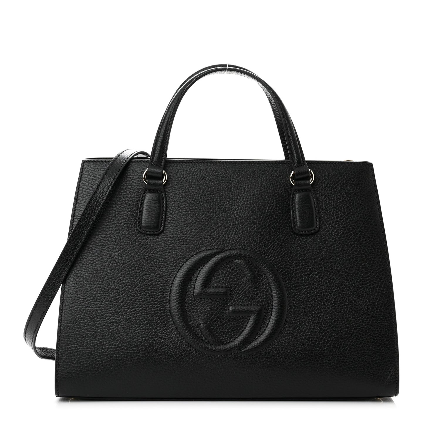Dollar Calfskin Large Soho Top Handle Satchel Black
