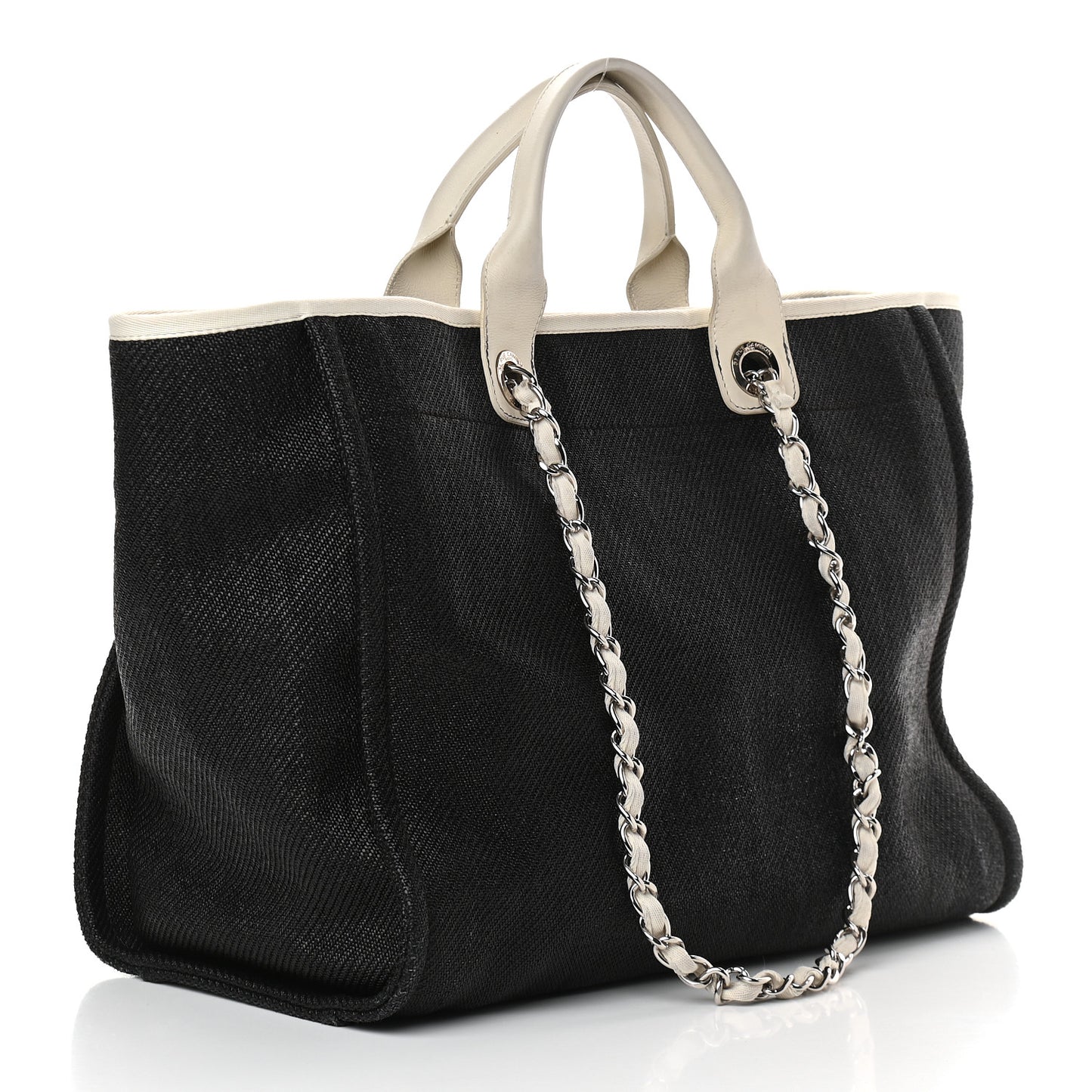 Canvas Medium Deauville Tote Black White