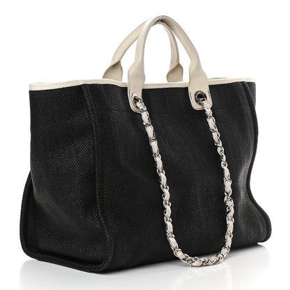 Chanel Canvas Medium Deauville Tote Black White 2 of 9