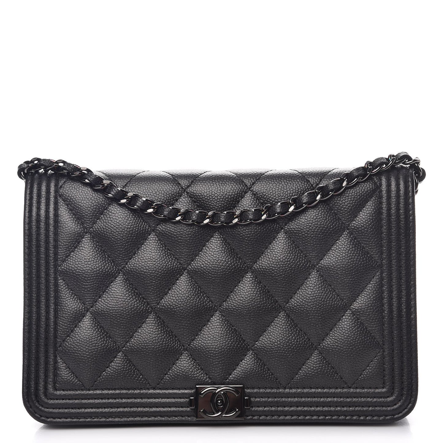 Caviar Quilted Boy Wallet On Chain WOC So Black