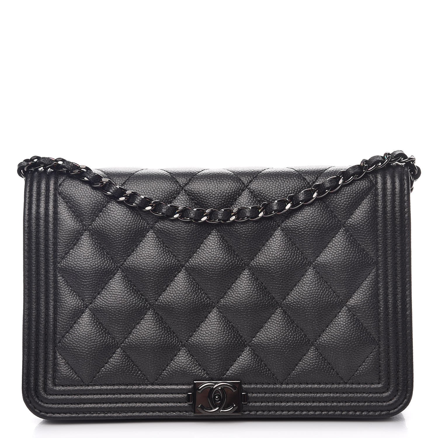Chanel Caviar Quilted Boy Wallet On Chain WOC So Black 1 of 10