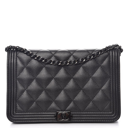 Chanel Caviar Quilted Boy Wallet On Chain WOC So Black 1 of 10