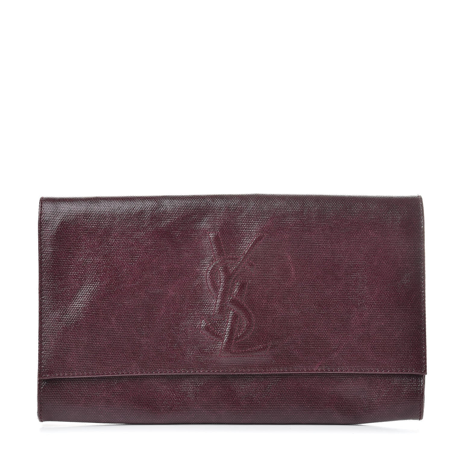 Saint Laurent Coated Linen Large Belle de Jour Clutch Prune 1 of 10