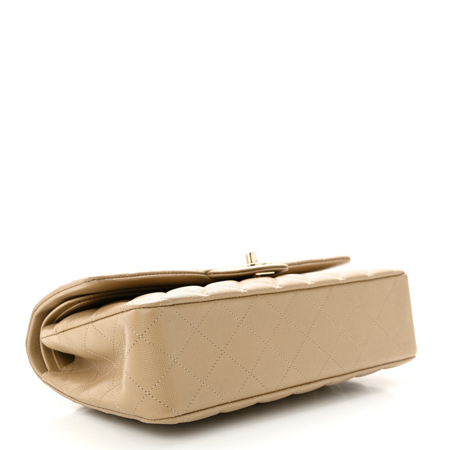 Caviar Quilted Medium Double Flap Dark Beige