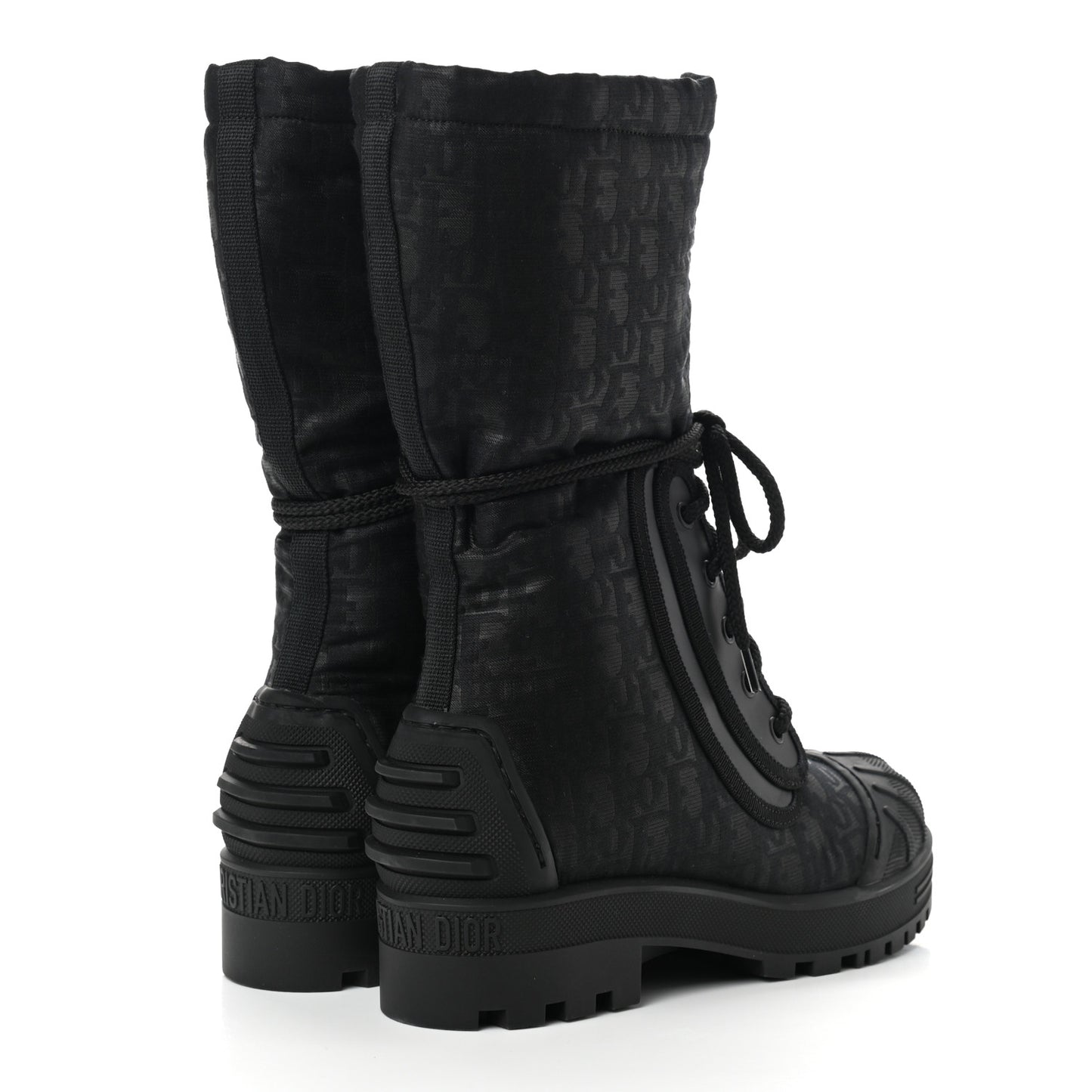 Oblique Shiny Technical Fabric Dior Iron Boots 36.5 Black