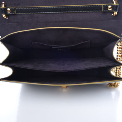 Fendi Vitello Liberty Scalloped Studded Kan I Shoulder Bag Black 6 of 10