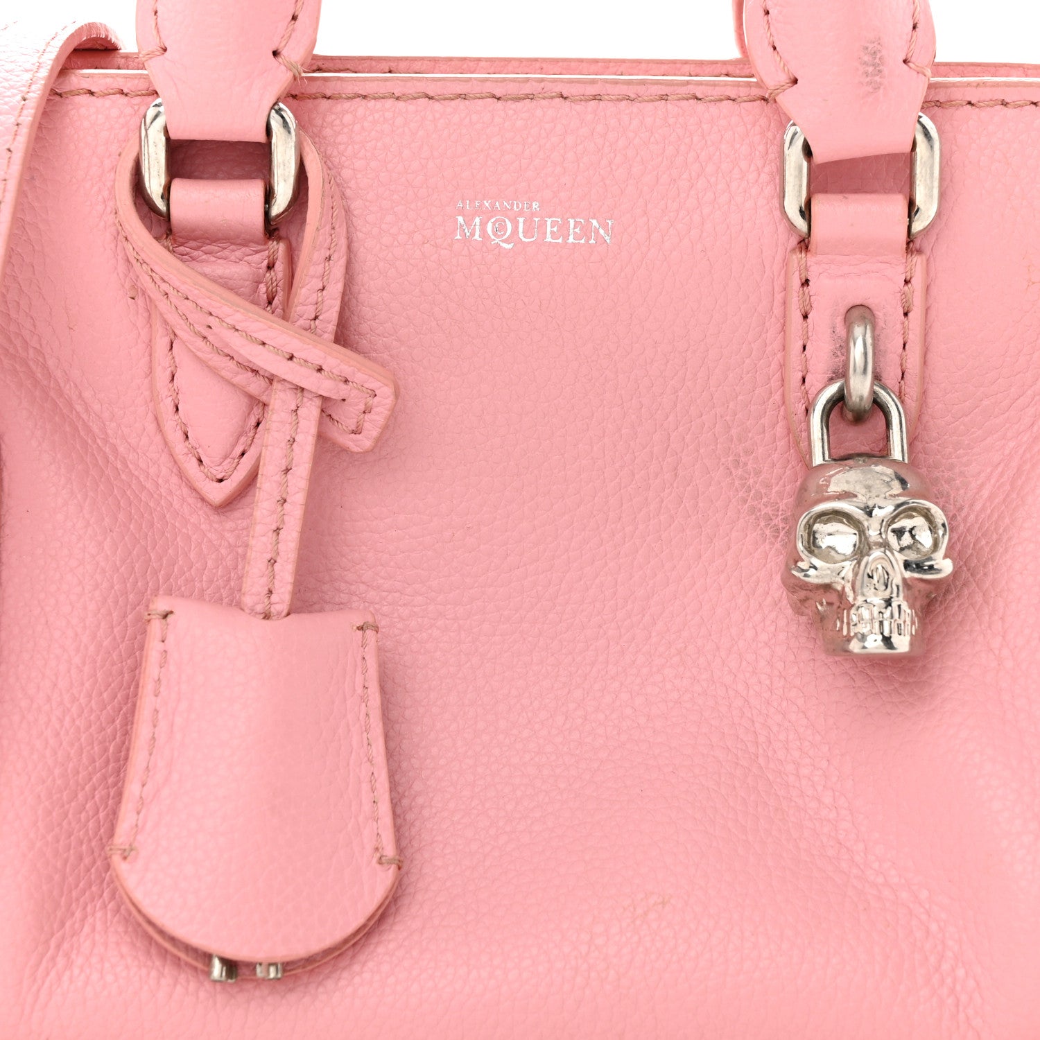 Alexander McQueen Pebbled Calfskin Mini Skull Padlock Zip Around Tote Petal 8 of 14