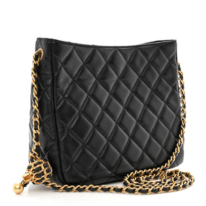 Chanel Lambskin Quilted Small Pearl Crush Hobo Black 3 of 10