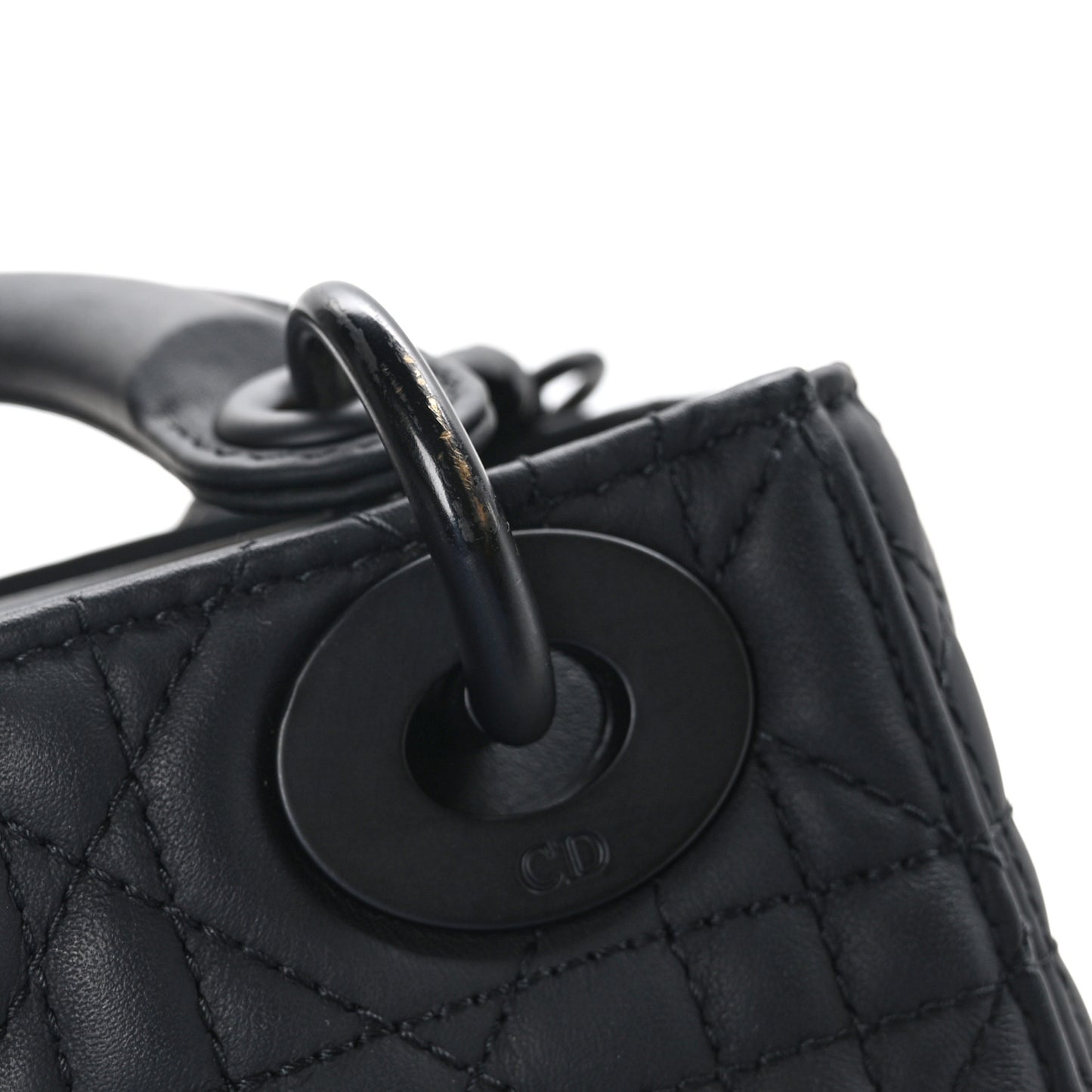 CHRISTIAN DIOR Ultra Matte Calfskin Cannage Mini Lady Dior Black