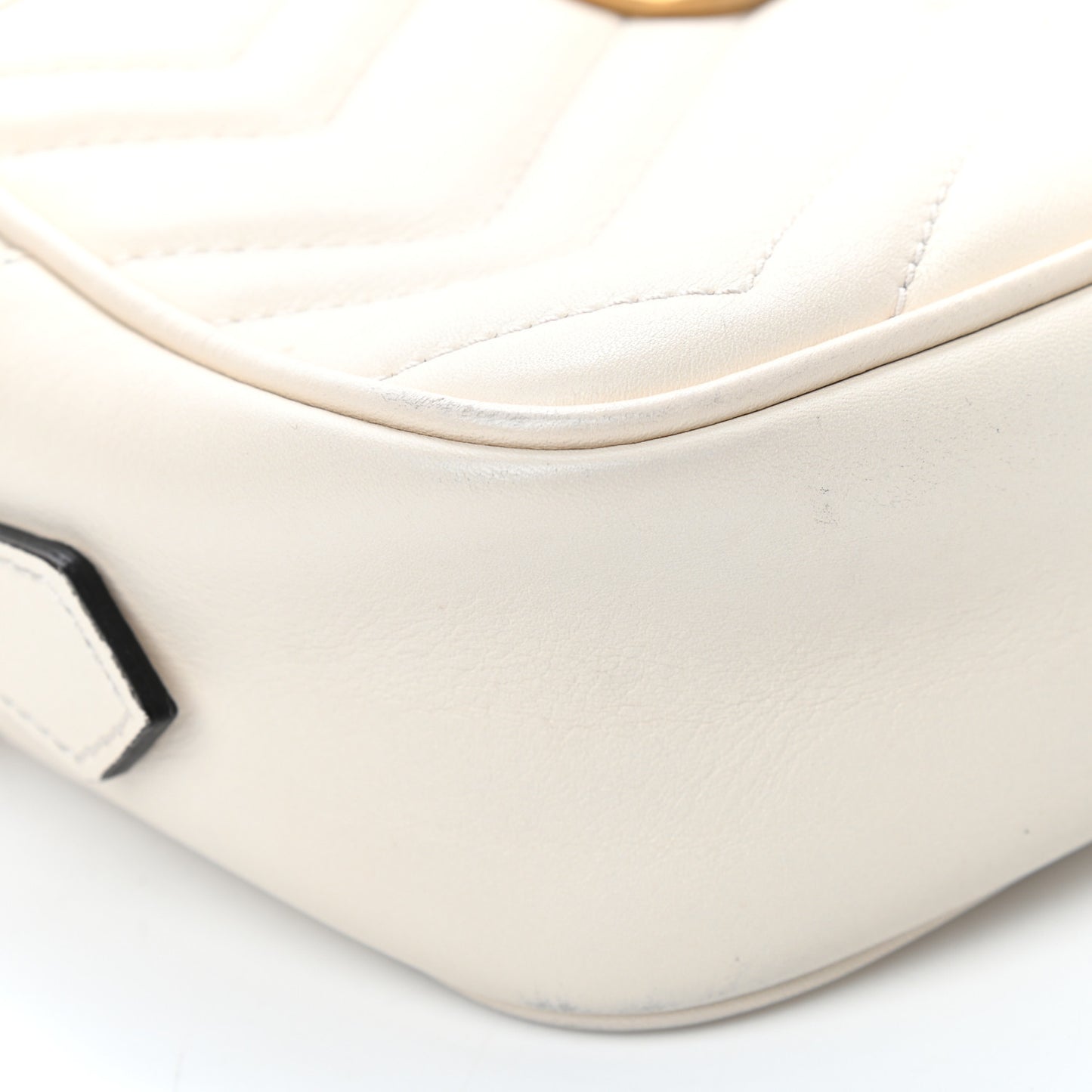 Calfskin Matelasse Mini GG Marmont Chain Shoulder Bag White
