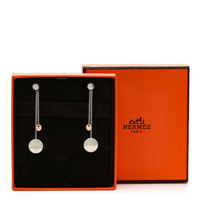 Hermes Sterling Silver 18K Rose Gold PM Ex-Libris Earrings 5 of 5