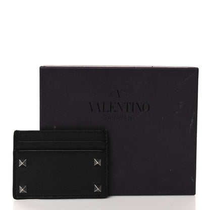 Valentino Garavani VALENTINO GARAVANI Vitello Rockstud Card Holder Black 7 of 7
