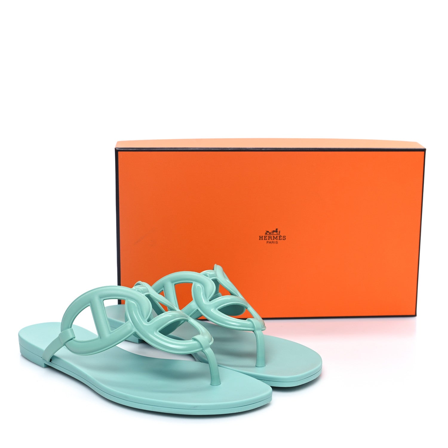 Hermes Rubber Womens Egerie Sandals 38 Vert Embrun 10 of 10
