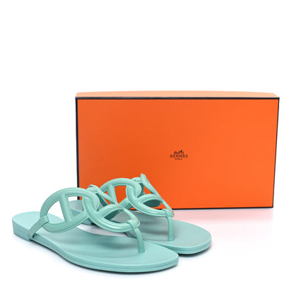Hermes Rubber Womens Egerie Sandals 38 Vert Embrun 10 of 10