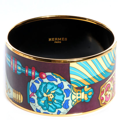 Hermes Enamel Printed Flacons Extra Wide Bracelet 70 Raisin 1 of 6