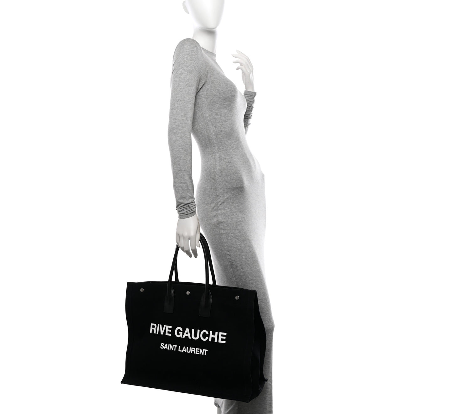 Linen Calfskin Rive Gauche Tote Black