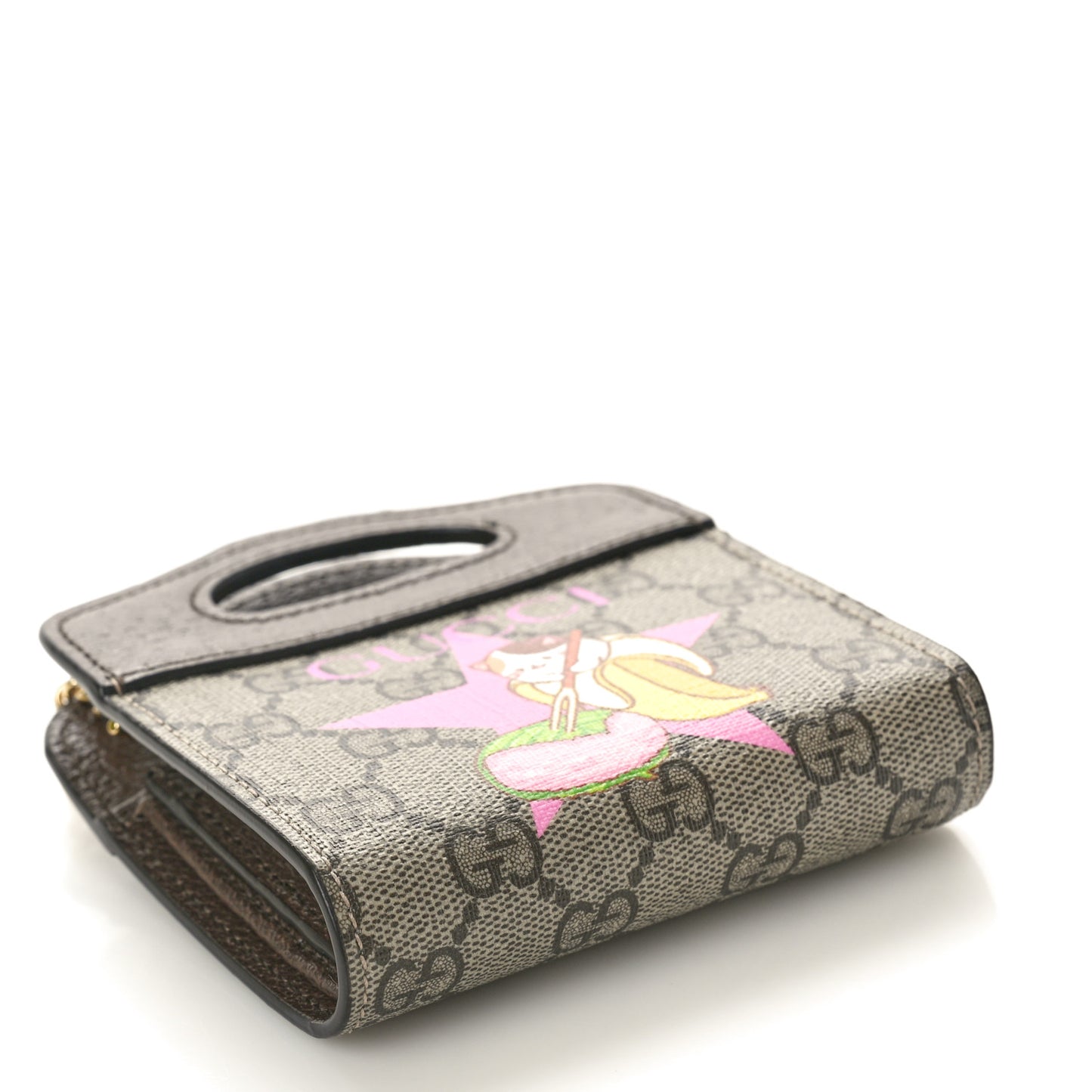 X BNF GG Supreme Monogram Textured Dollar Calfskin Bananya Print Mini Top Slip Handle Bag Beige Ebony Multicolor New Acero