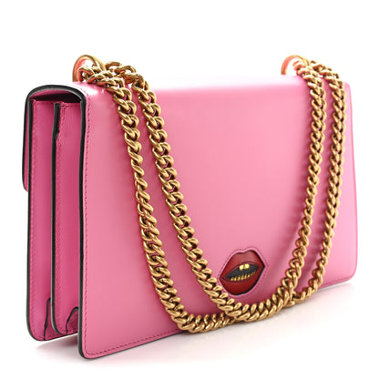 Gucci Knight Calfskin Malaga Kid Heart Medium GG Marmont Chain Handle Bag Tropical Pink Flower Hibiscus Red Multicolor 3 of 11