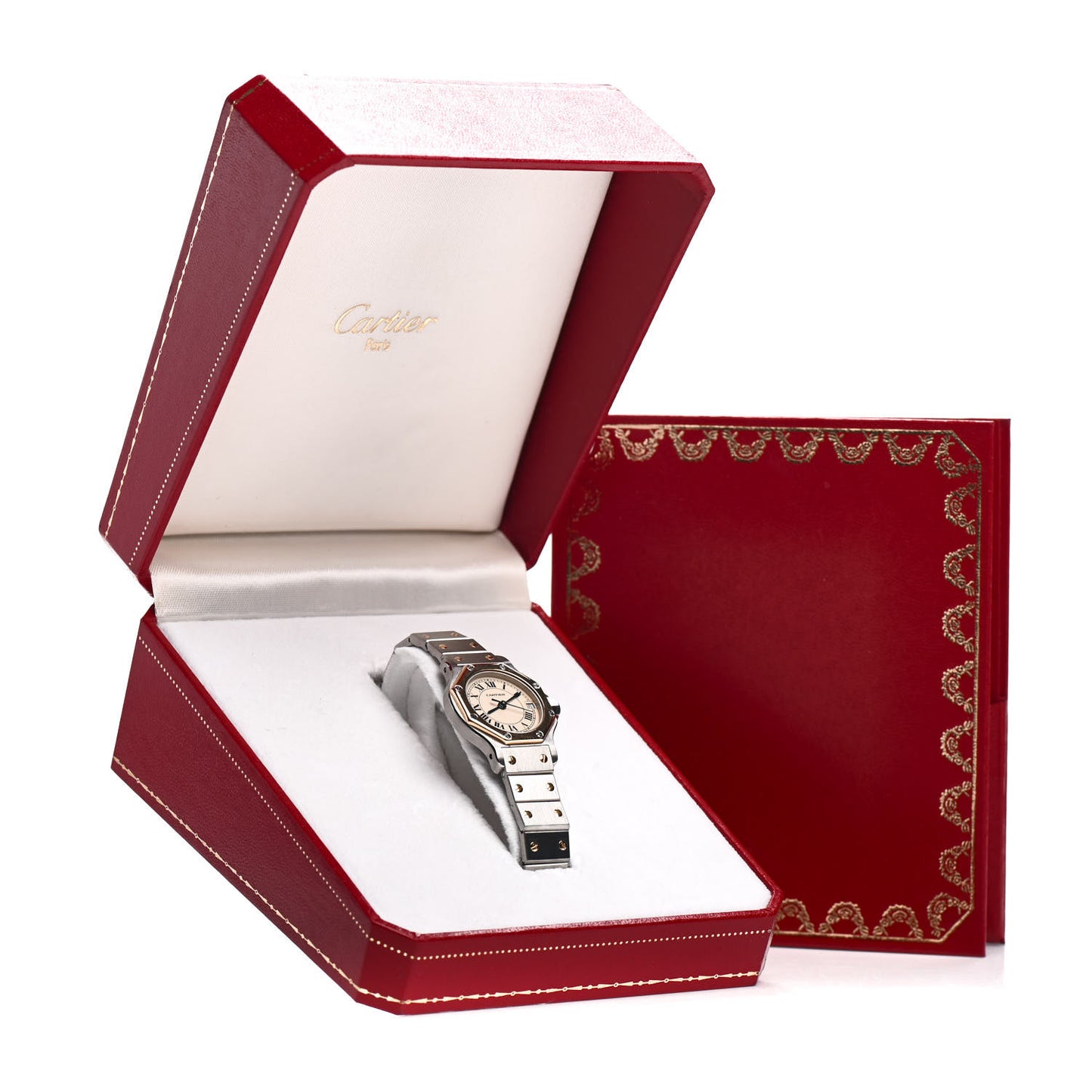 Stainless Steel 18K Yellow Gold 25mm Santos Octagon Quartz Watch