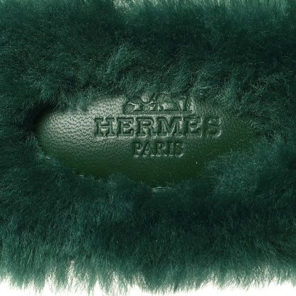 Hermes Woolskin Oran Sandals 38 Vert Anglais 7 of 8